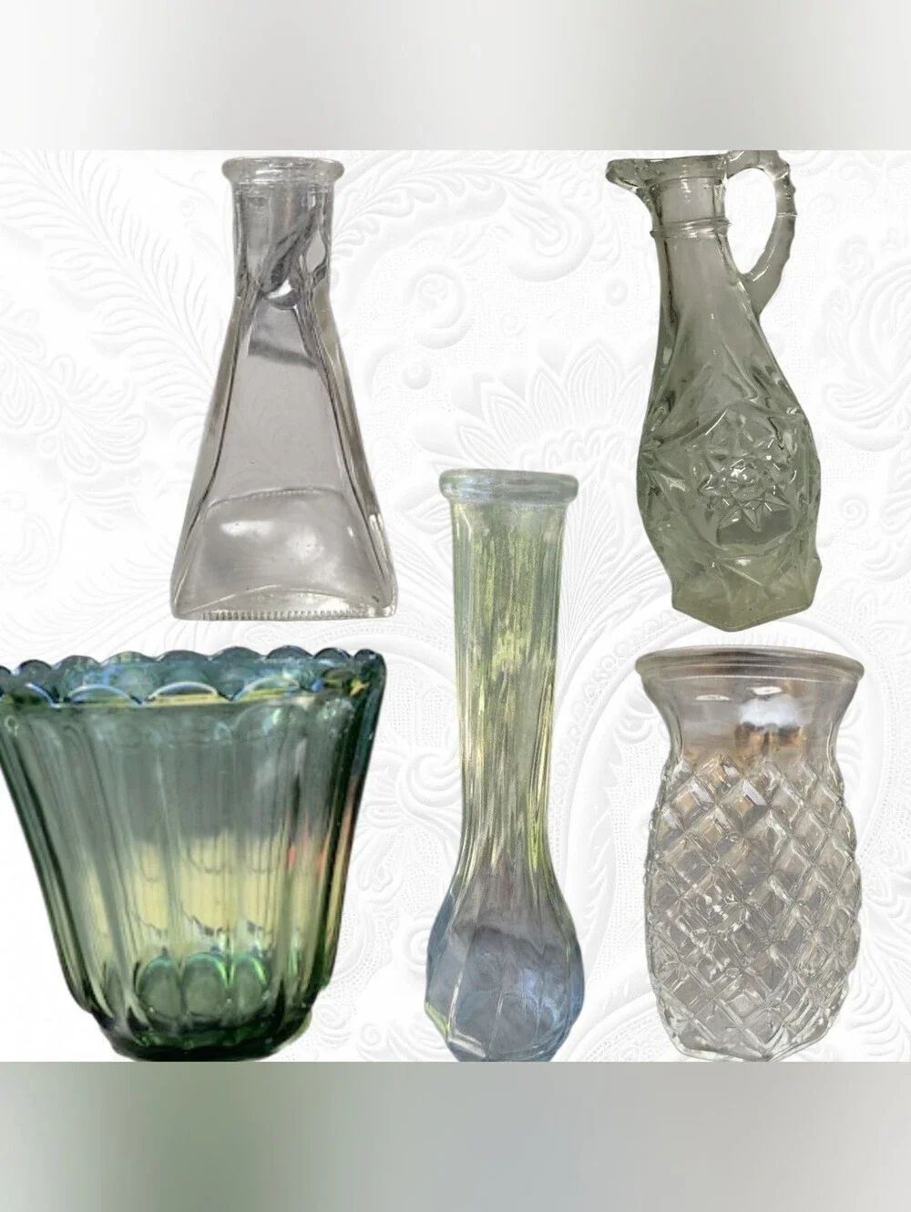 Variety Of Glass Vintage Vase Accents